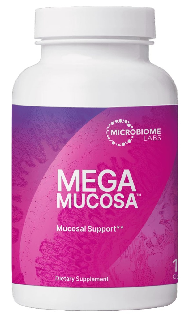 Microbiome Labs MegaMucosa - Aminoacidi Supplemento con Dairy-Free Immunoglobuline - Gut Health + Supporto immunitario per le donne e gli uomini - per il supporto completo mucosal (180 capsule)