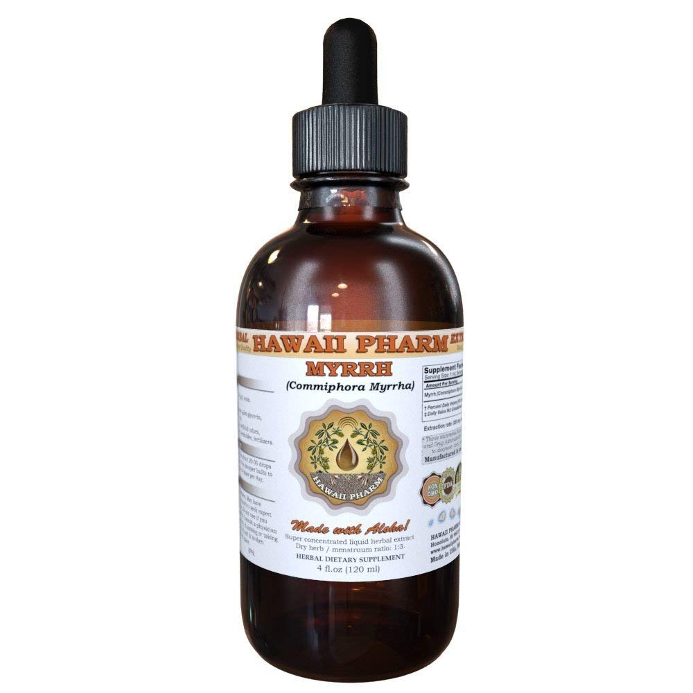 Hawaii Pharm Myrrh Liquid Extract, Mirra organica (Commiphora myrrha) Tincture Herbal Supplement, Made in USA, 4 fl.oz