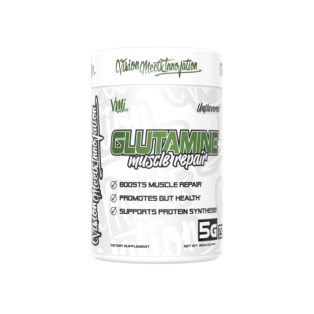 VMI Sports Glutamine Muscle Repair Powder Pure L-Glutamine | Muscle Repair & Recovery – Gut Health – Protein Sintesi | 5g per Serving – 72 Serve