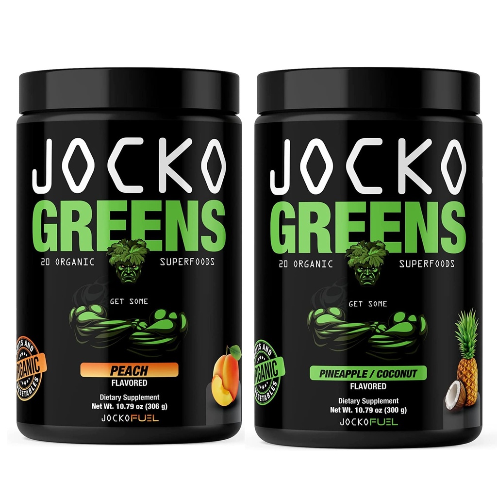 Jocko Fuel Greens Powder Bundle - Greens & Superfood Powder for Healthy Green Juice - Keto Friendly with Spirulina, Chlorella, enzimi digestivi, & Probiotics - 60 Serve