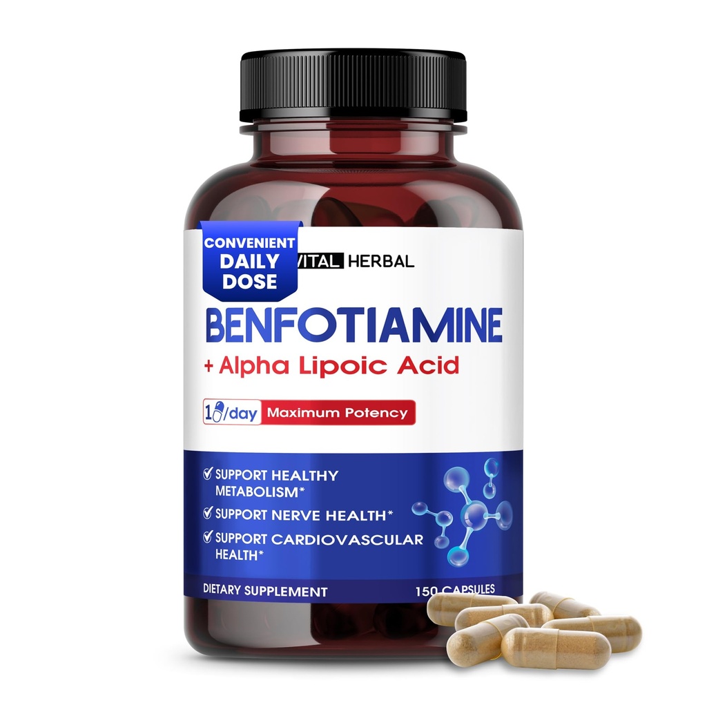 VITAL HERBAL Benfotiamina Liposomica con Acido Alfa Lipoico - Massimo Potency- Supporto Metabolismo sano - Made in Italy