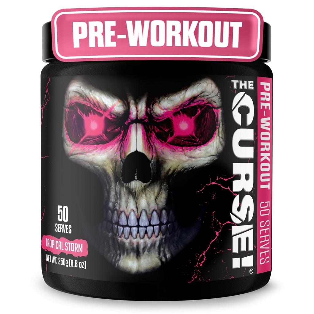 JNX SPORTS The Curse! Polvere pre allenamento per uomini e donne, caffeina, beta-alanina, creatina, L-citrullina, 50 Serve, Tropical Storm Flavor – Boost Energy, Forza & Focus