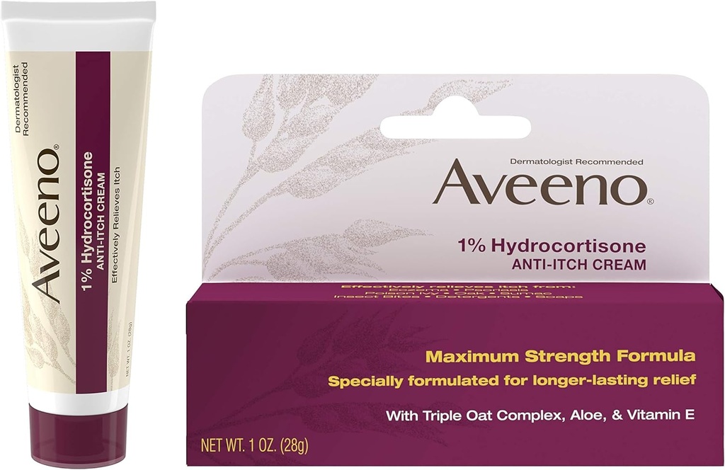 Aveeno 1% Hydrocortisone Anti Itch Cream, massima resistenza