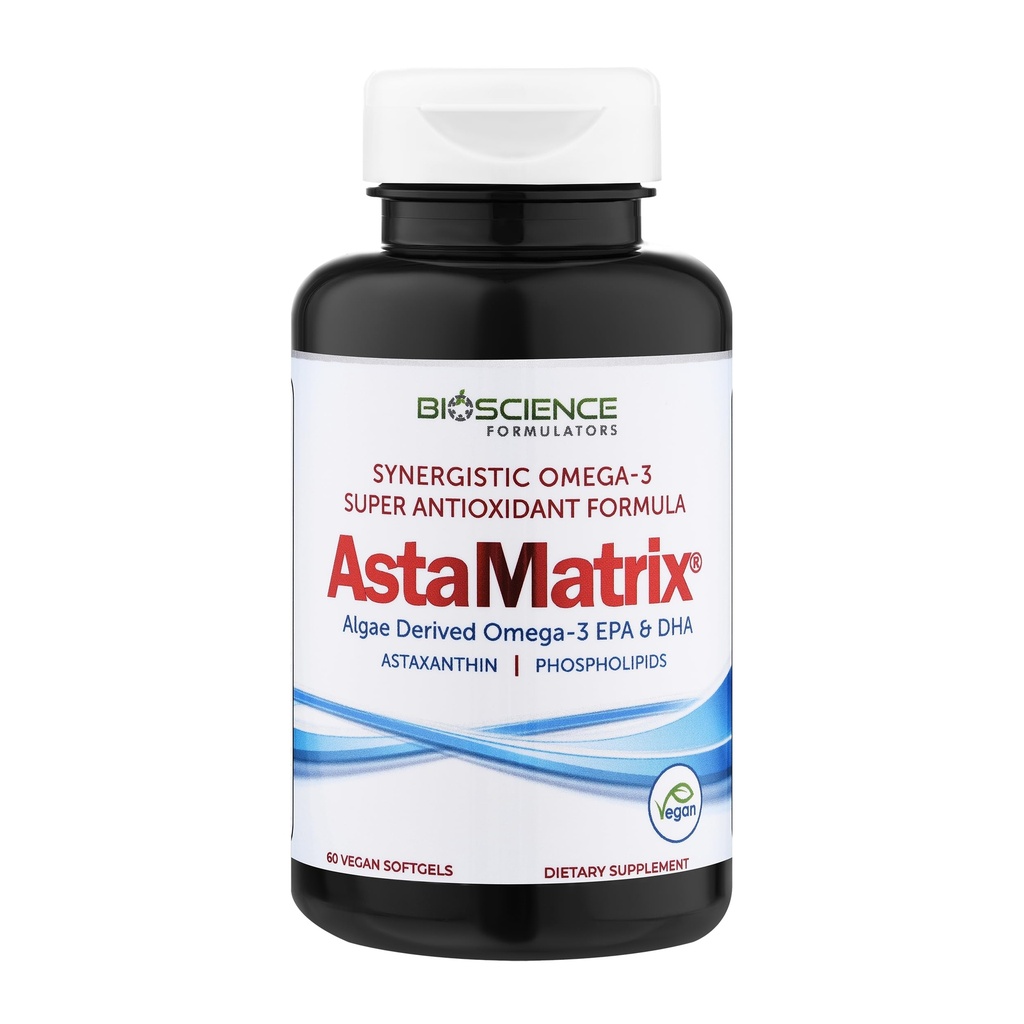 AstaMatrix® Algal Omega 3 DHA EPA Astaxanthin Phospholipids| Vegan-Friendly alternativa al Krill Oil o Fish Oil | 60 Vegan SoftGels