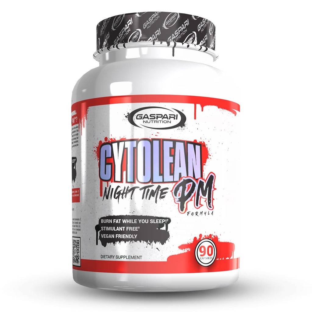 Gaspari Nutrition Cytolean PM: Bruciatore grasso di notte con il supporto di sonno della melatonina, Riduzione dello stress, Stimolant Free, Vegan Friendly (90 capsule)