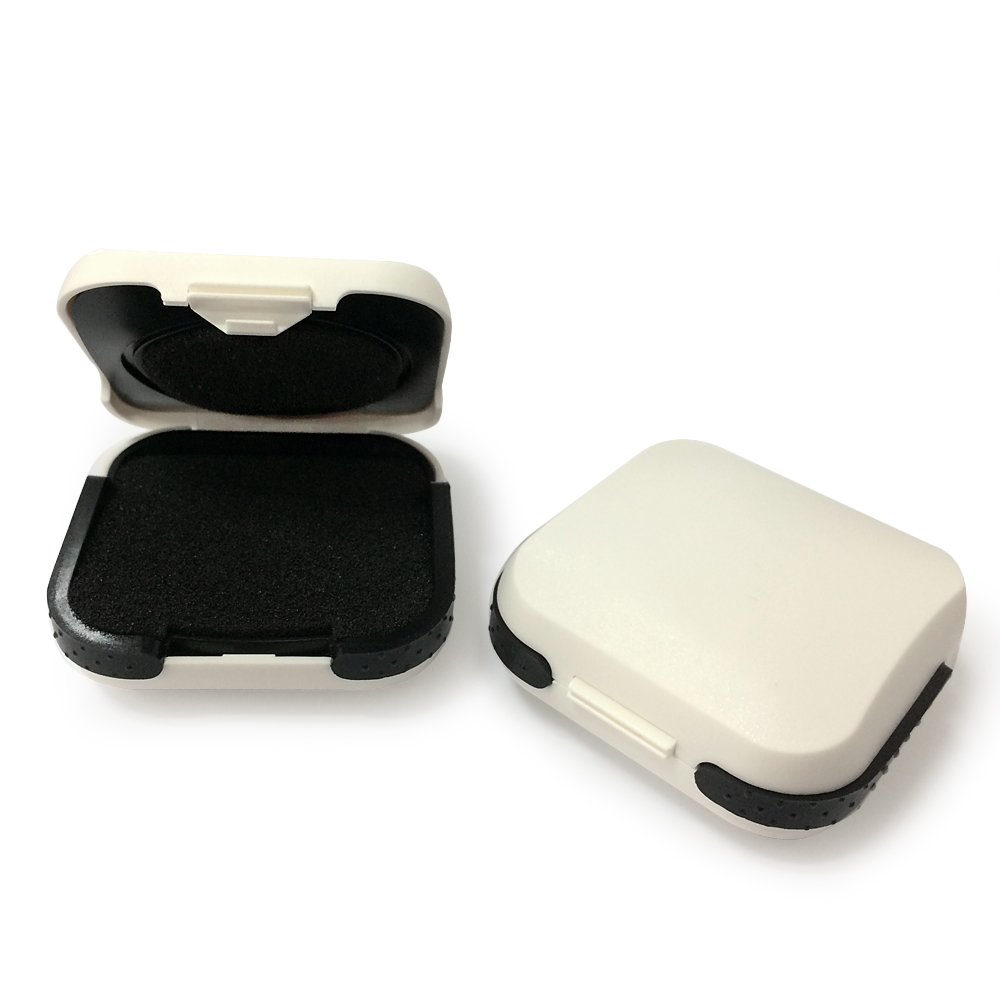 (2 in Pack) Custodia per apparecchi acustici Piccola - Apparecchi acustici Portavasore Hard Box per CIC, ITC ABS Bianco