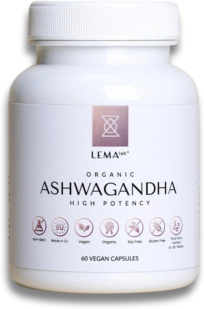 LEMAlab Organic Ashwagandha, 60 capsule vegane per il benessere generale
