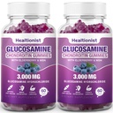 2 Packs 3000mg Glucosamine Chondroitin Gummies con MSM & Elderberry - Salute Joint Extra Strength, Flessibilità, Antiossidante Supporto Immune Integratore Gummy per Adulti, Uomini & Donne 120 Cts