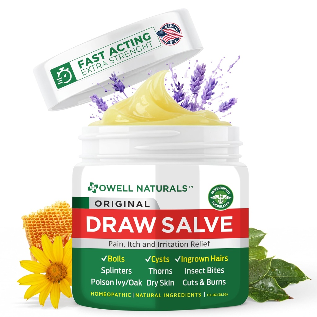 OWELL Naturals Disegno Salve Ointment per Boil & Cyst rimozione, Deep Ingrown Hair, Splinter Remover, Bug Spider Bites, Bee Sting, Mosquito prurito, Poison Ivy
