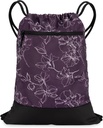 Borsa da ginnastica con coulisse per le donne | Zaino da palestra leggero durevole con disegni grafici | Grande per la palestra e lo sport | Plum - Fiori
