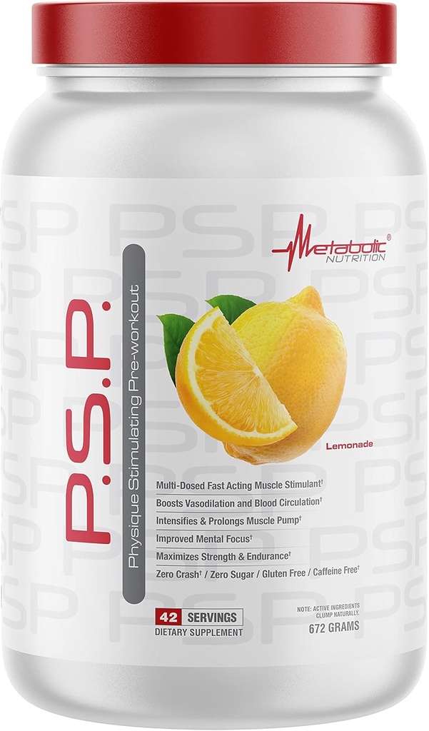 Nutrizione metabolica P.S.P. Fisica stimolante PreWorkout 672g Zero Sugar Caffeine Free (Lemonade)