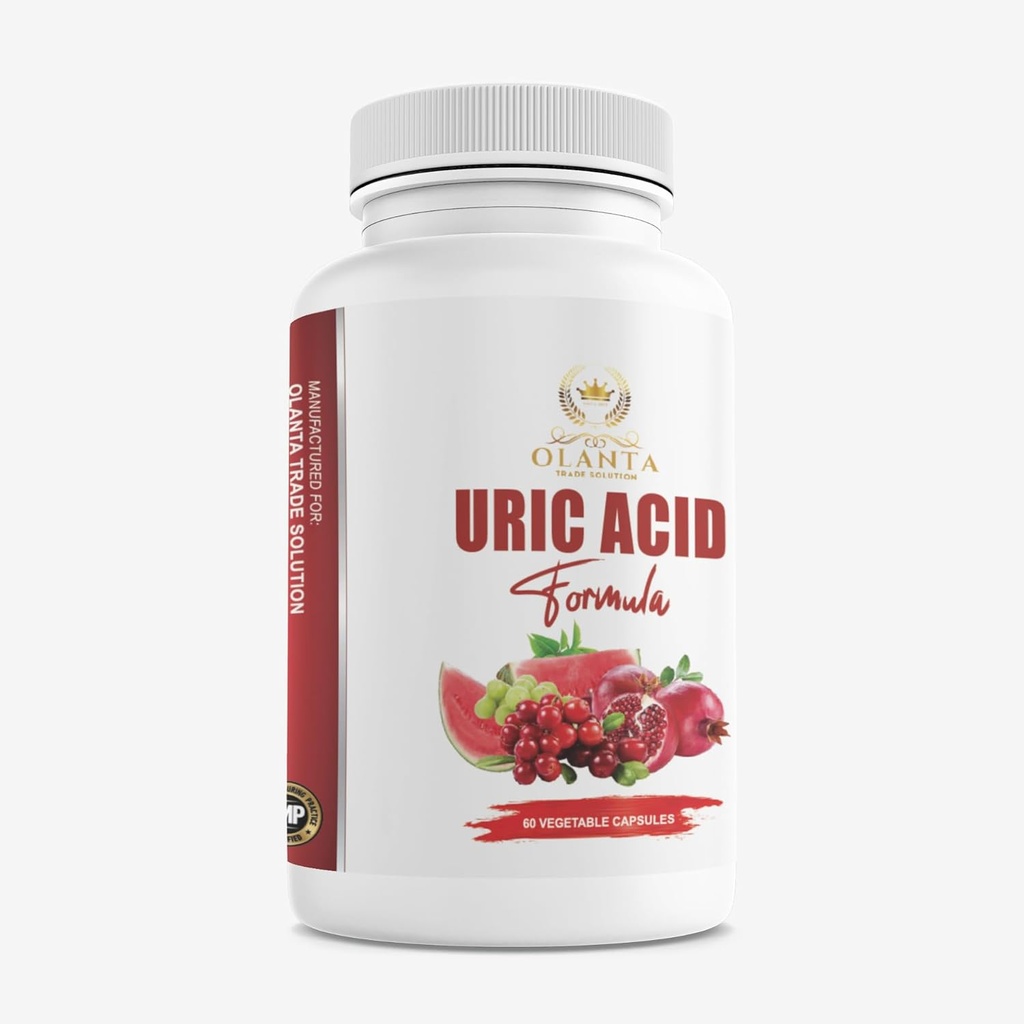 Complesso di acido URIC generico - Livelli di acido urico inferiore, acido urico inferiore, acido citrico, seme di celeria, melograno, ciliegia di tart, chicchi di caffè verde, cardo di latte, mirtillo - 1 bottiglia 60 capsule