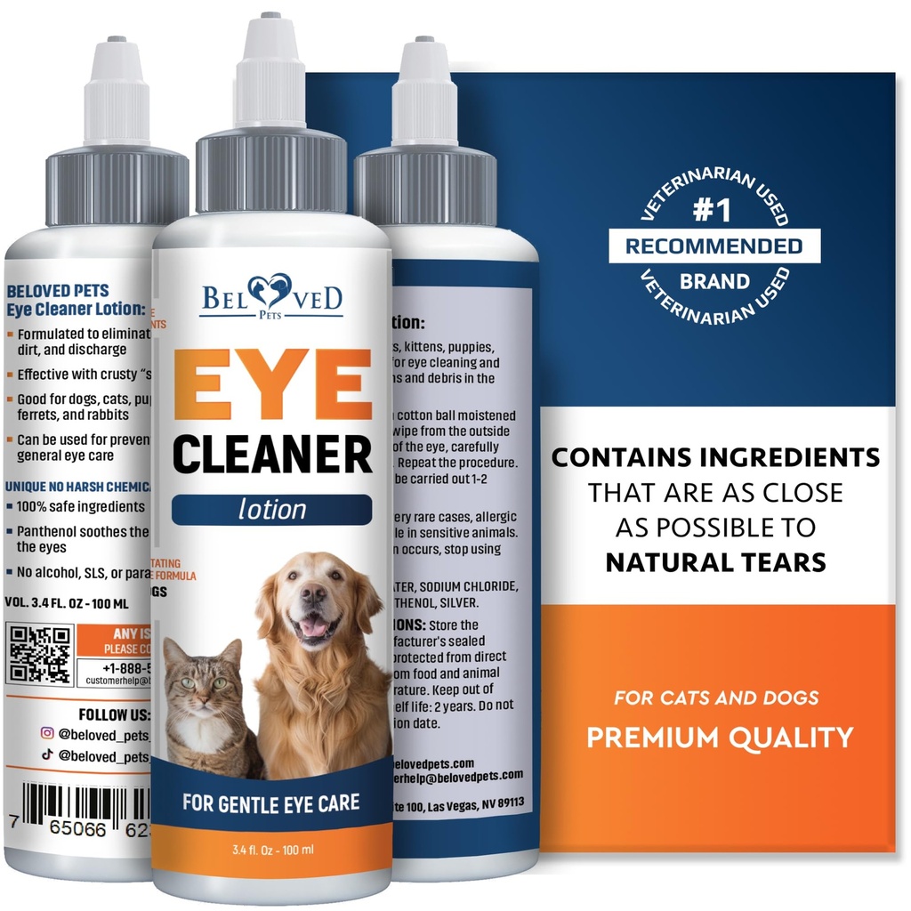 Tutti gli animali domestici Gocce di lavaggio degli occhi per alleviare l'occhio rosa, Allergies Sintomi, Infezioni & Runny, Occhi secchi - Trattamento senza dolore Aiuta a prevenire Abrasioni, Irritazioni & Congiuntivite
