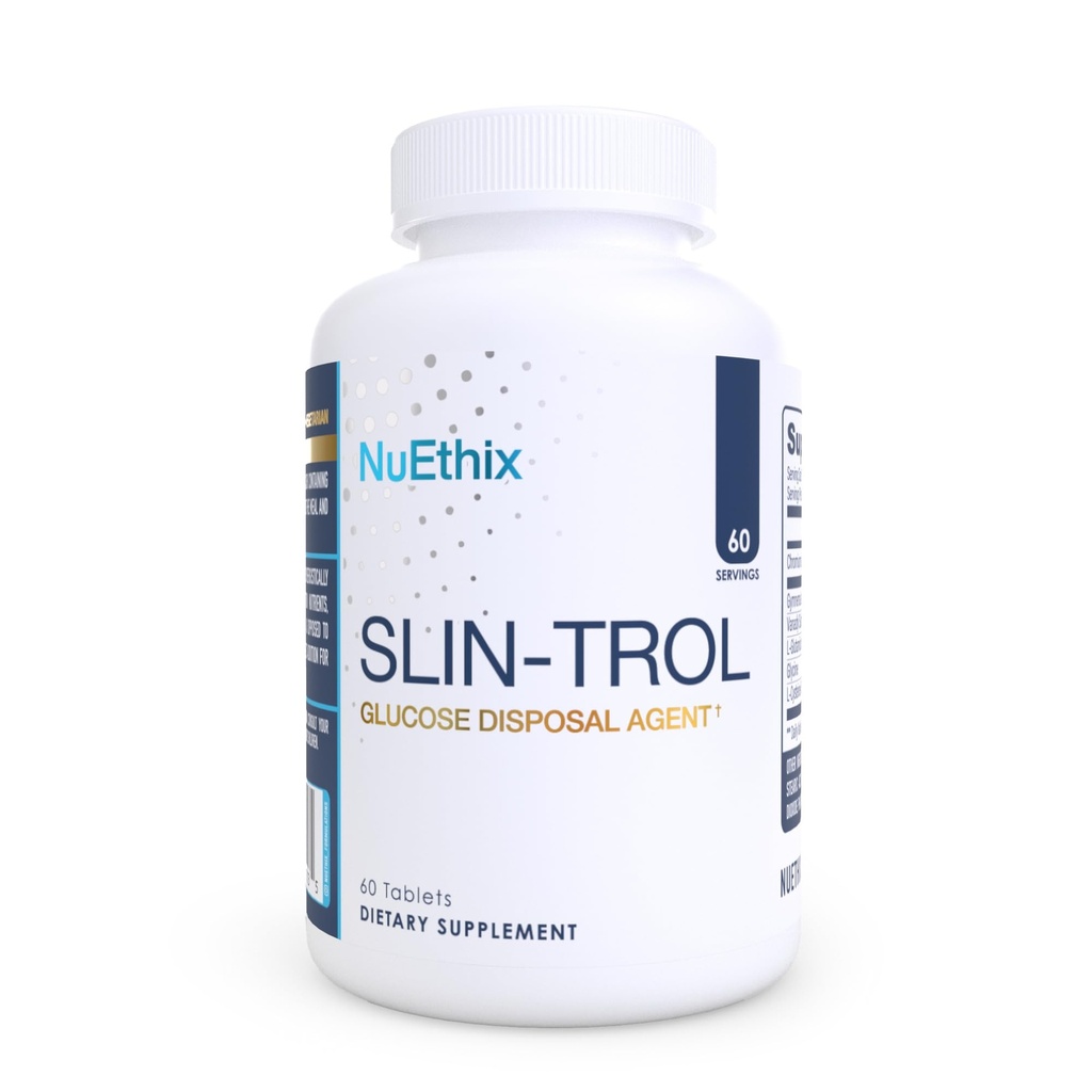 NuEthix Formulations SLIN-Trol, Glucose Disposal Agent Pills for Men & Women, Nutrient Partitioning Supplement with Chromium Polynicotinate, & Glycine, Efficace Carb Absorption, Non-GMO, 60 Servings