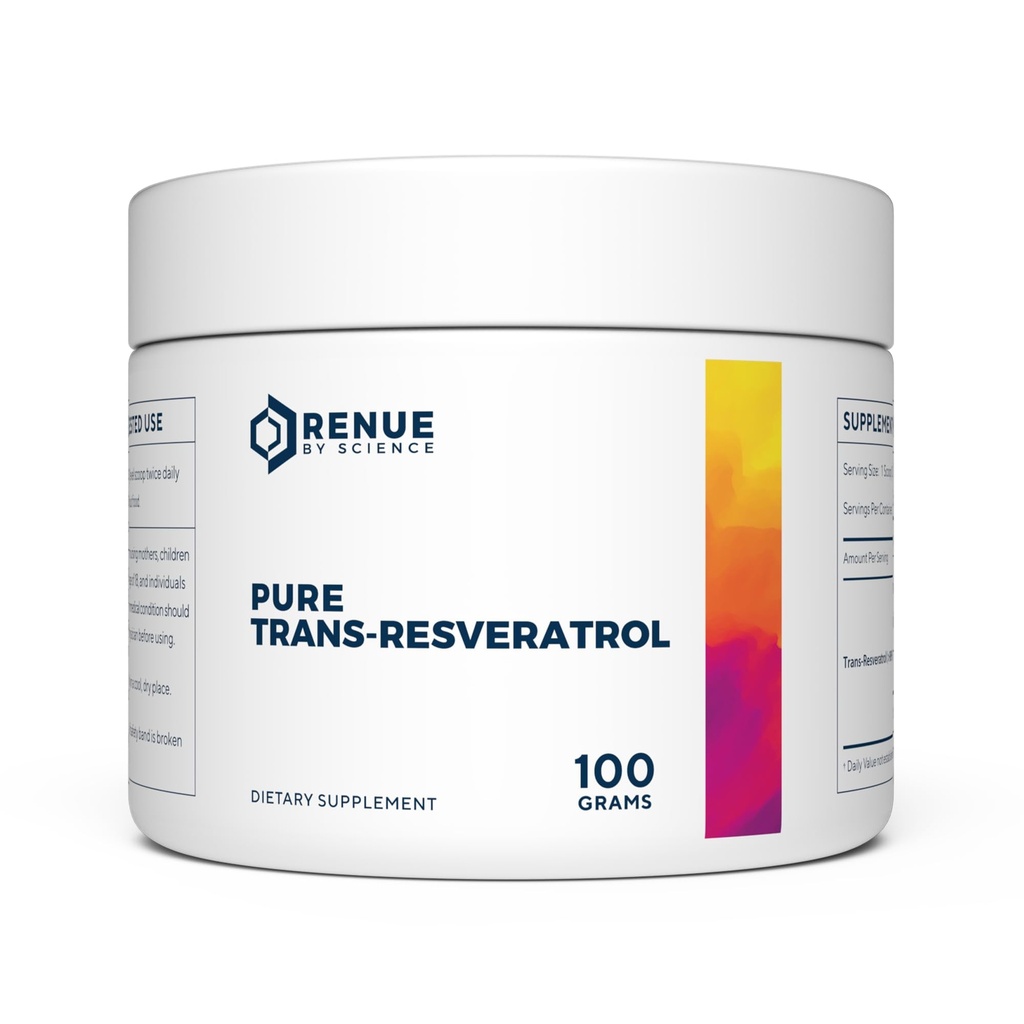 Renue By Science Resveratrol | Supplemento di resveratrolo ad alta resistenza | 100g Trans Resveratrol Powder | Reservatrol 200 Day Supply | Non-OGM & Allergeni Free | Prodotto negli Stati Uniti Terzo piano Testato