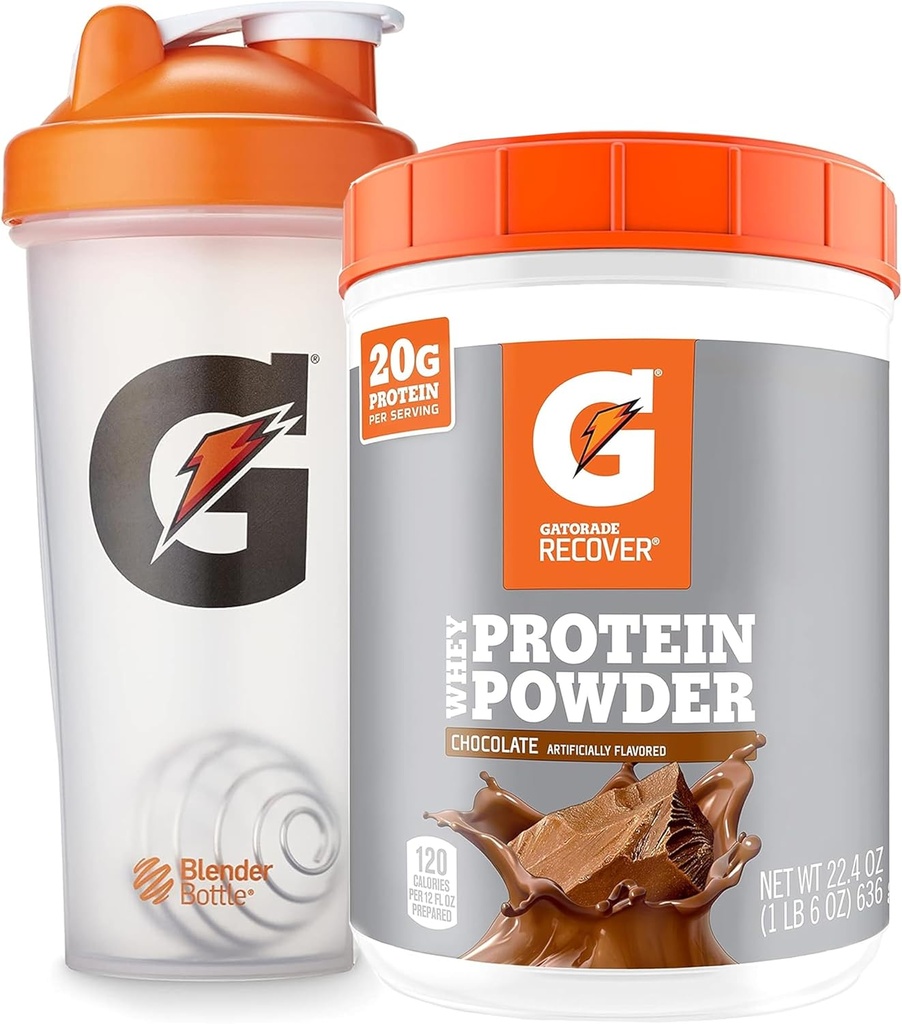 Bundle di Gatorade Shaker Bottiglia per Palestra, 28 Oncia, Plastica e Gatorade Whey Protein Polvere, Cioccolato