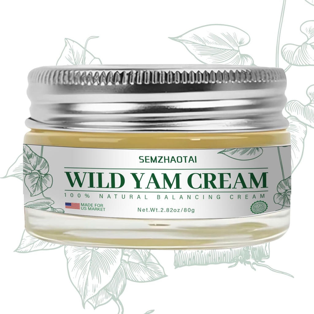 Crema di Yam Selvatico Organico - Rilievo di bilanciamento dell'ormone e menopausa, Supporta Flash Hot & Maglioni Notturni, 2.82 oz - Progettato per il mercato degli Stati Uniti da SEMZHAOTAI