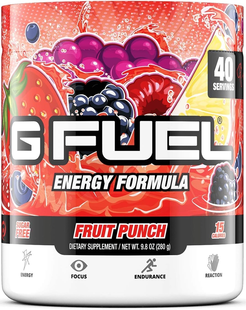 GAMMA LABS G Fuel Blue Raspberry & Fruit Punch Energy Powders Bundle - Blue Ice 9.8oz (40 Serve) + Fruit Punch 9.8oz (40 Serve)