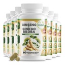 GreeNatr Ginko Biloba & Panax Ginseng Supplemento - Red Ginseng Brain Supplemento per Memoria e Focus - Ginkgo Biloba Integratori per Buona Visione, Sistema Immune e Flusso Del Sangue Migliorato - 12 Bottiglie