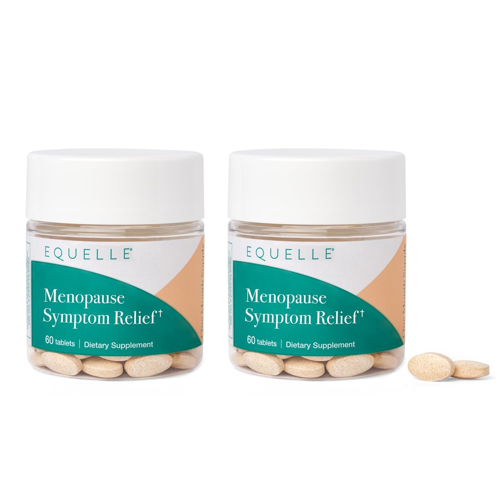 EQUELLE Multi-Symptom Menopause Relief Relief da Flash Caldi, dolori muscolari & Supporti Più sonno. Ormone-Free, Plant-Based S-Equol – 2 mesi di alimentazione (120 compresse)