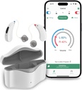 Apparecchi acustici per anziani ricaricabili, apparecchi acustici RIC 16 Channel con Bluetooth per adulti, apparecchi acustici senior con cancellazione del rumore intelligente, dispositivo di apparecchi acustici digitali con controllo APP, bianco