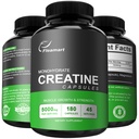 Micronized Creatina Monoidrato capsule, Keto Friendly, 5000mg, 180 capsule, Creatina Monoidrato Pillole Terze Parti Testate, Prodotto negli Stati Uniti, Non OGM, Gluten Free, Vegan Safe