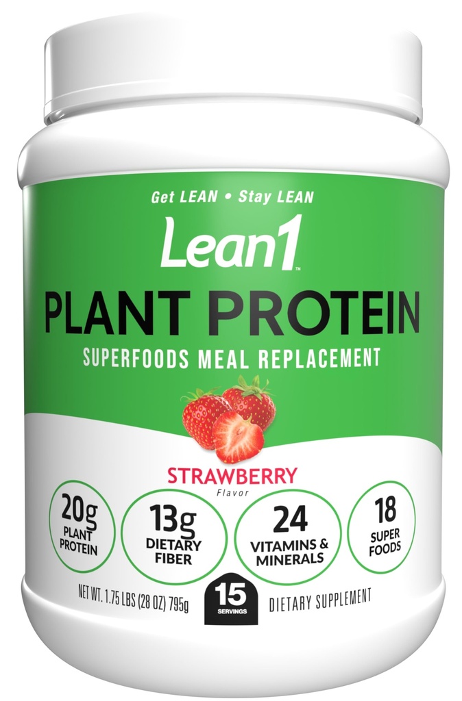 Lean1 pianta a base di polvere proteica, Meal Sostituzione, sapore di fragola, 15 porzioni