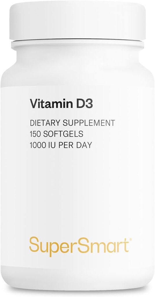 SUPERSMART - Vitamina D3 1000 IU al giorno - Vitamine per rinforzare le ossa - Celle di protezione | Non OGM & Gluten Free - 150 Softgels