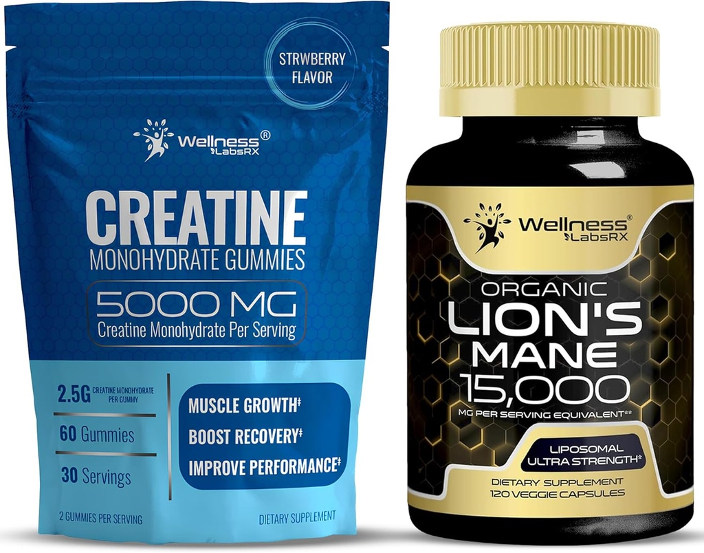BENESSERE LABSRX Lions Mane Supplemento capsule - Creatina Gummies 5000mg