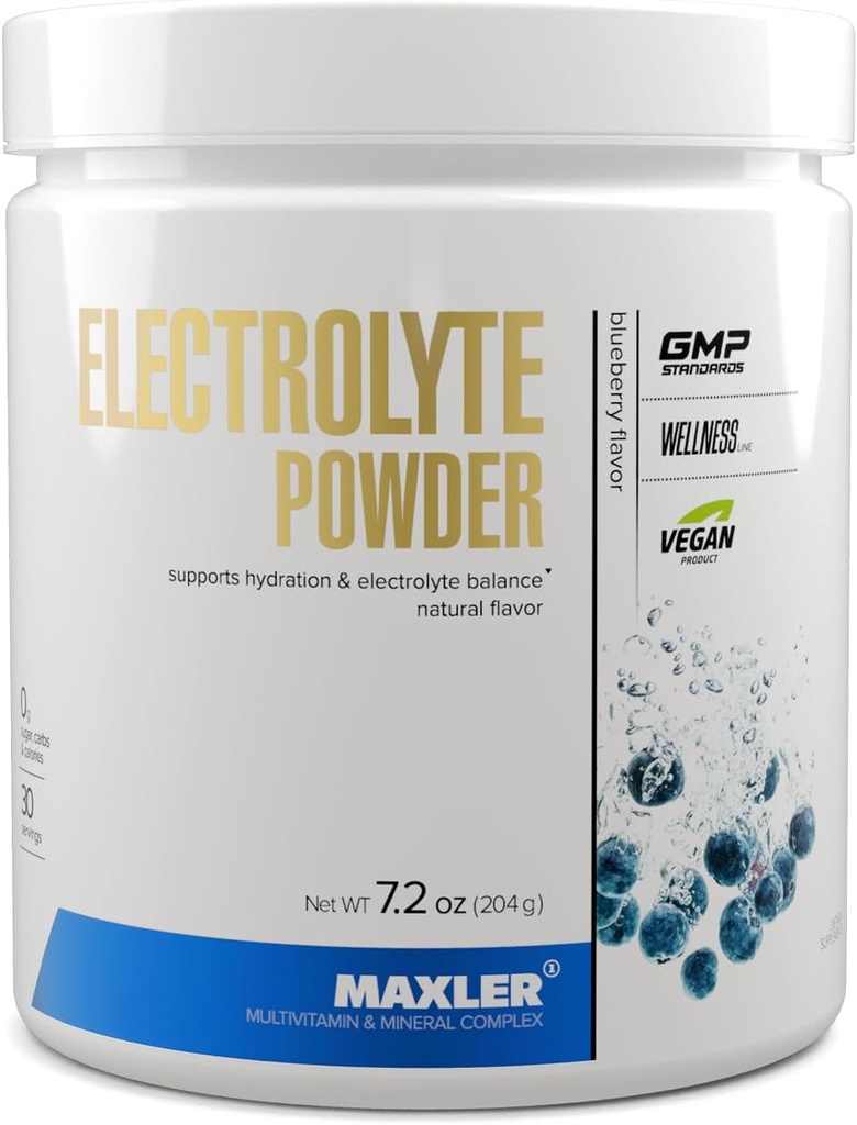 Polvere di elettrolito di Maxler - Miscela di bevanda di elettrolita della polvere di idratazione con il complesso minerale di vassoio - Polvere di elettroliti di Keto con aromi naturali e dolcificanti - 30 Serve - Mirtillo