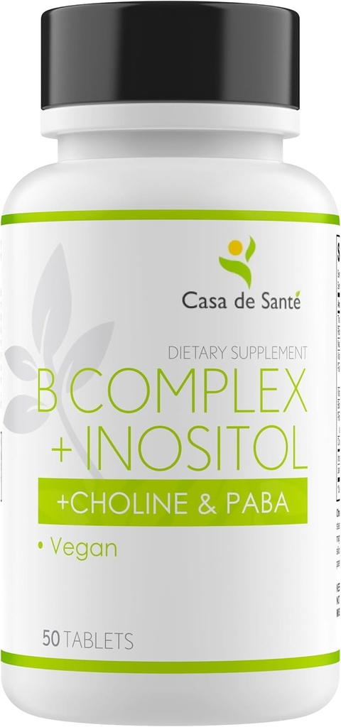 Casa de Sante Low FODMAP Vitamina B-100 Complex + Inositol + Choline & PABA, Vegan
