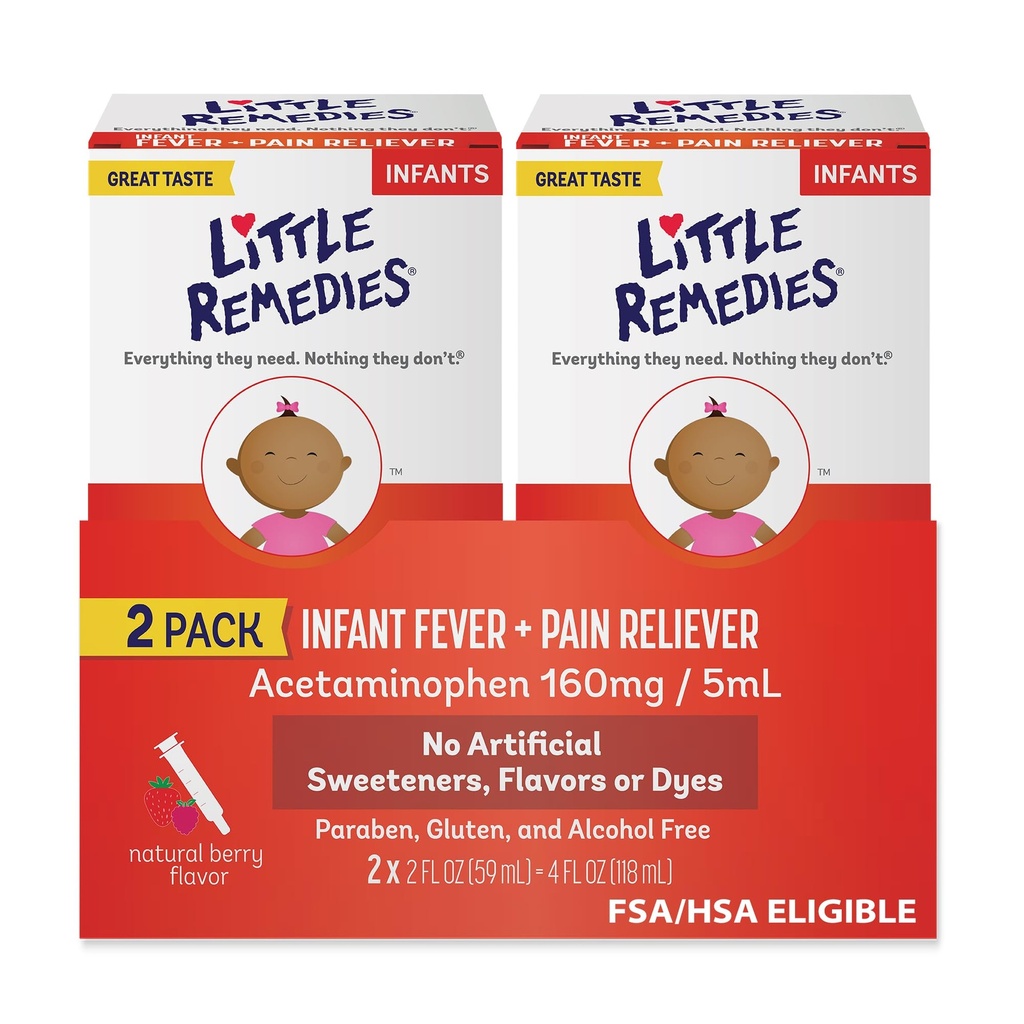 Piccolo Rimedi Infant Fever & Pain Reliever, Natural Berry Flavor, 2 Fl Oz (Pack of 2)