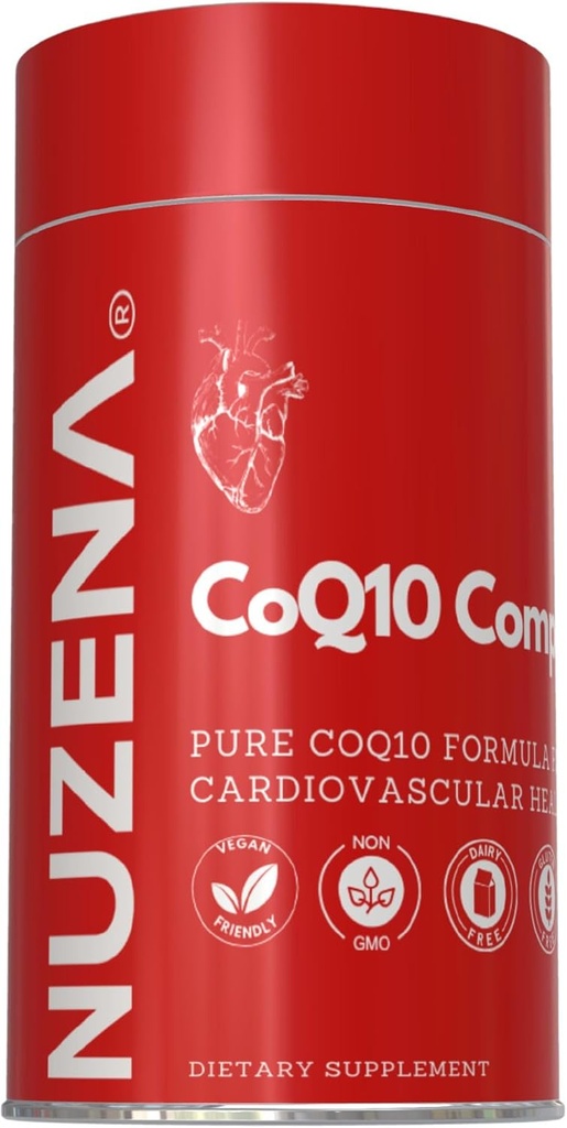 Nuzena Coenzyme Q10 200mg capsule, Made in USA Organic Coq 10 Ubiquinone per la salute del cuore, migliore assorbimento e potenti antiossidanti (Pack of 30)