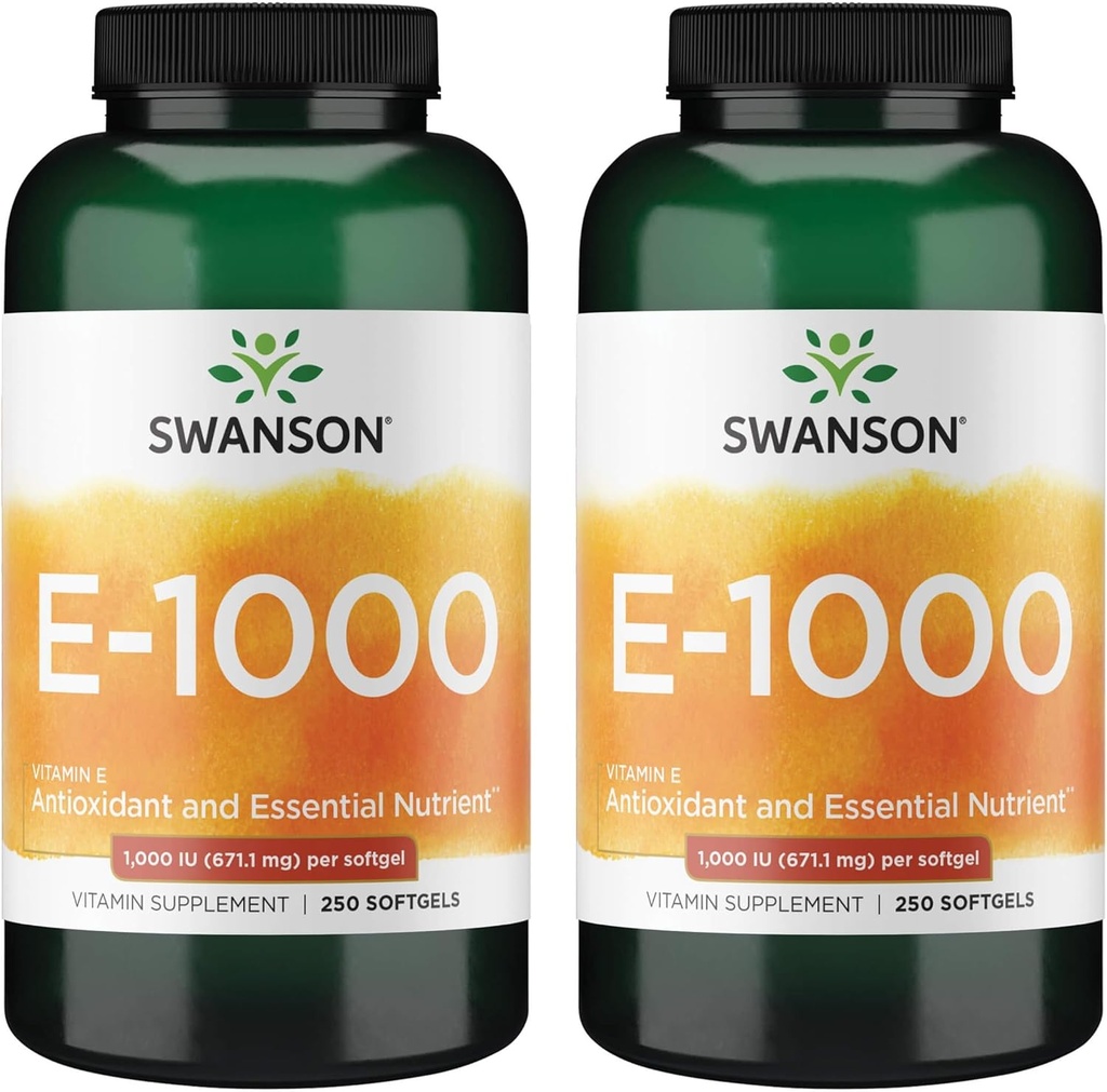 Swanson Vitamina Naturale E 1000 Iu (671.10 Milligrammi) 250 Sgel (2 Confezione)