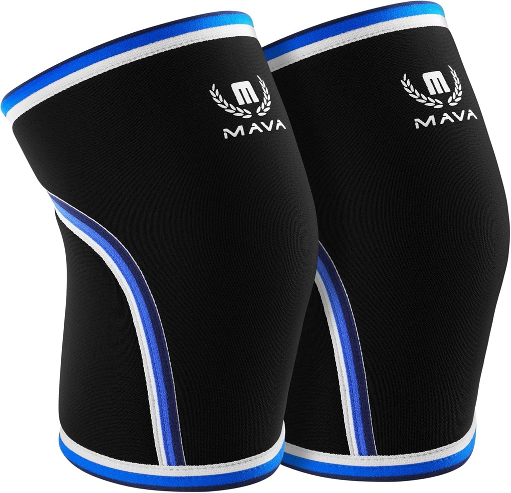 Mava Sport Ginocchiera Maniche sollevamento pesi Uomo & Donne, 7mm Neoprene Ginocchiera Maniche per Donne e Uomini, Ideale per Cross Training WOD, Squat, Powerlifting