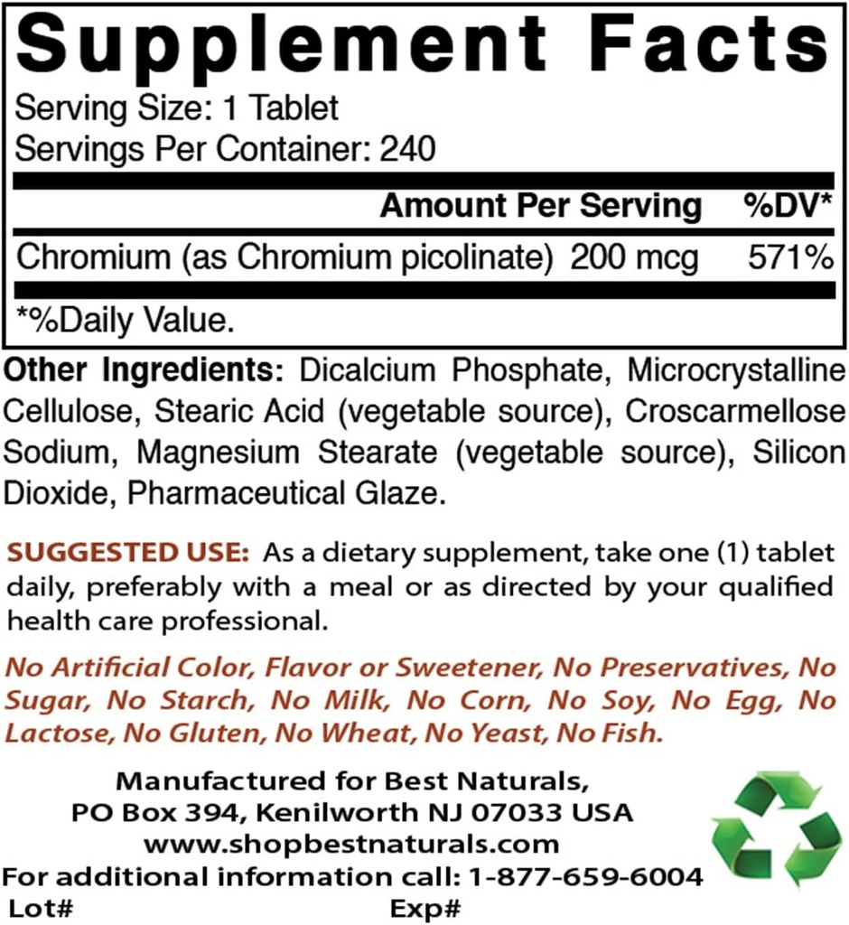 Cromo picolinato 200 mcg & vitamina K2 (MK7) con D3