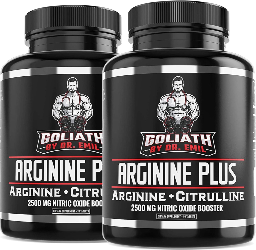 Dr. Emil's ARGININE Plus - L Arginina + L Citrullina - 2500 MG High Dose NO Tabelle Booster - Nitric Oxide Supplemento per vascolarità e salute del cuore (Arginina AAKG e Citrulline Malate 2:1)