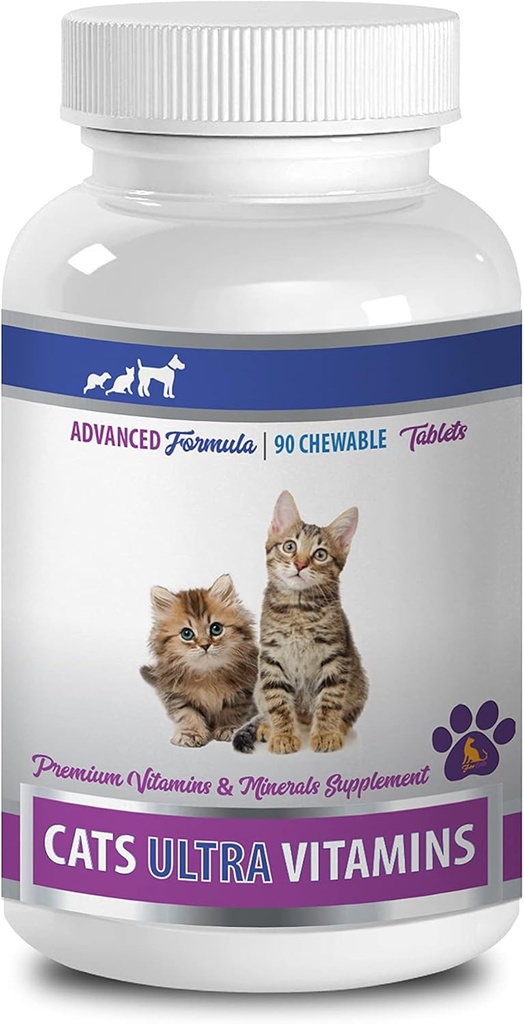 gatto Vitamine per Segatura - Ultra Vitamine per Gatti - Minerali sani e Vitamine Formula - Cuciture - cat Calcium Supplement - 1 Bottiglia (90 Trattamenti)