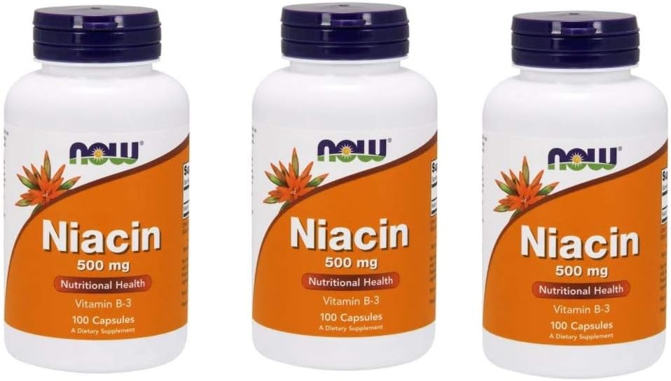 NOW Foods - Niacin Vitamina B-3 500 mg. - 100 capsule ( Multi-Pack)