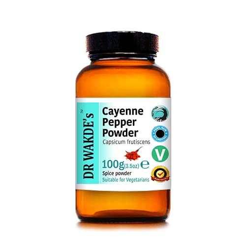 Polvere di pepe di Cayenne DR WAKDE (Capsicum frutescens) - 100g (3.5oz) | Polvere pura, cruda e secca | erba ayurvedica | Vegan |