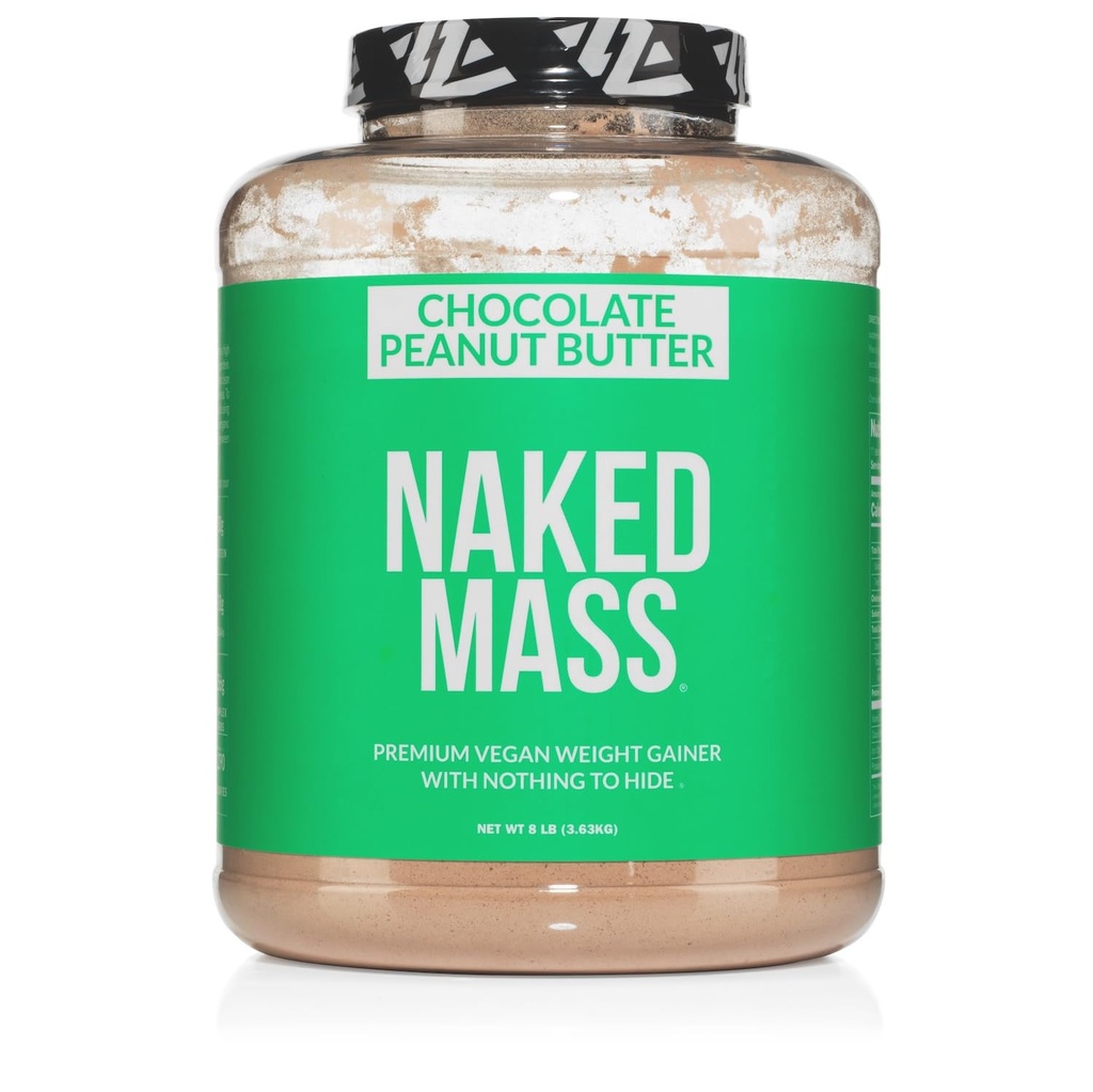 NAKED Vegan Mass - Burro di arachidi al cioccolato - 1.290 Calorie, Niente Artificiali, Tutti Natural Chocolate PB Peso Gainer Protein Polvere, Non OGM, Soy & Gluten Free - 8LB Bulk - 11 Servings