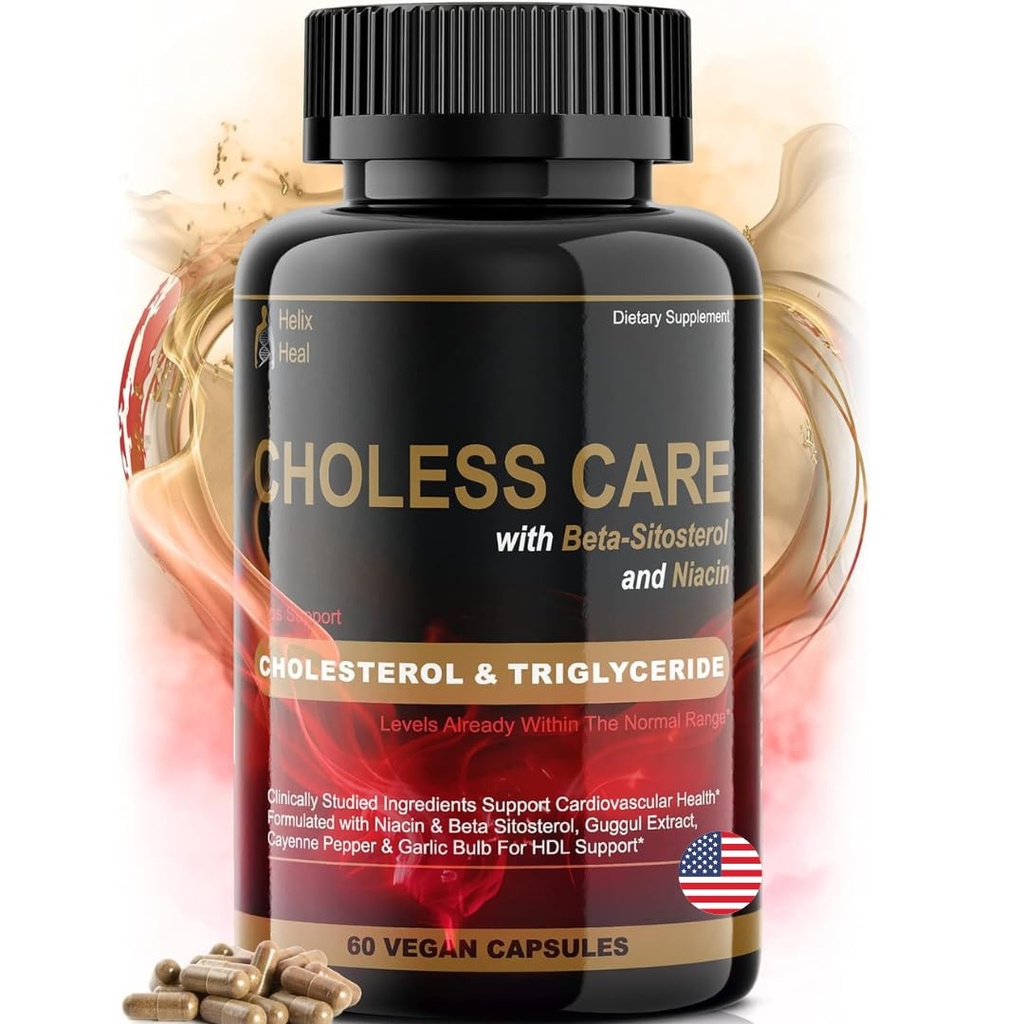Integratore di colesterolo - Capsule di supporto trigliceridi w. Aglio biologico, Odorless, Pepe di Cayenne, Sterols di piante per sostenere normali livelli di HDL e colesterolo LDL w. Niacina antiossidante (Vitamina B3)