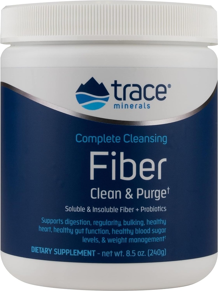 Minerali di trace Fibra di pulizia completa - Supplemento di fibra per il supporto della salute del fegato - Polvere di miscela di bevanda per aiutare la digestione sana - Formula di fibra solubile e insolubile con probiotici - 8,5 oz (30 Serve)