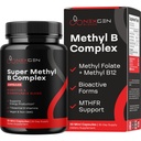 Integratore di vitamina B complesso metilato - Bioattivo Methyl B Complex con 5-MTHF Methyl Folate & B12 Methylcobalamin per l'energia del cuore del cervello & Homocysteine Support - Super Vitamina B Complex (30 contare)