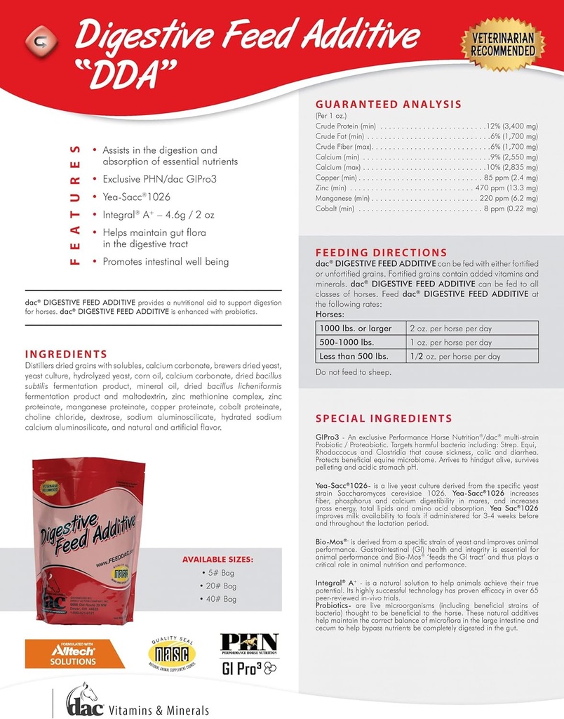 Generico DAC Digestive Feed Additivo (DDA) 5lb
