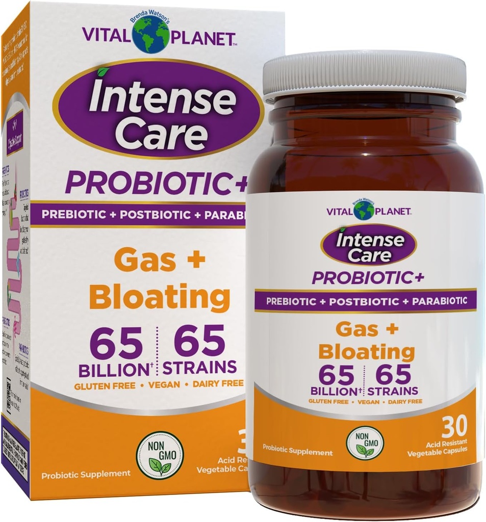 Vital Planet - Probiotici, Prebiotici, Postbiotici, Parabiotici, Integratore Refrigerato 4-in-1 per Adulti, 65 miliardi di CFU, 65 Strains, Digestivo e Immune, 30 ct