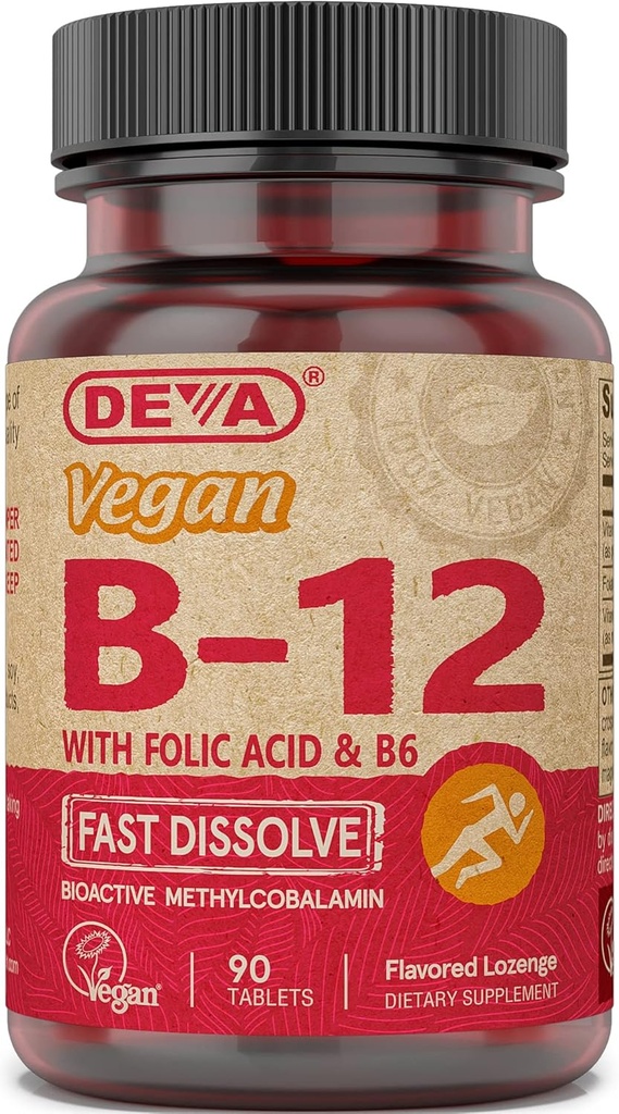SIXNE Deva Nutrizione Vegan Vitamins Sublingual B-12 Compresse, 2 Conte
