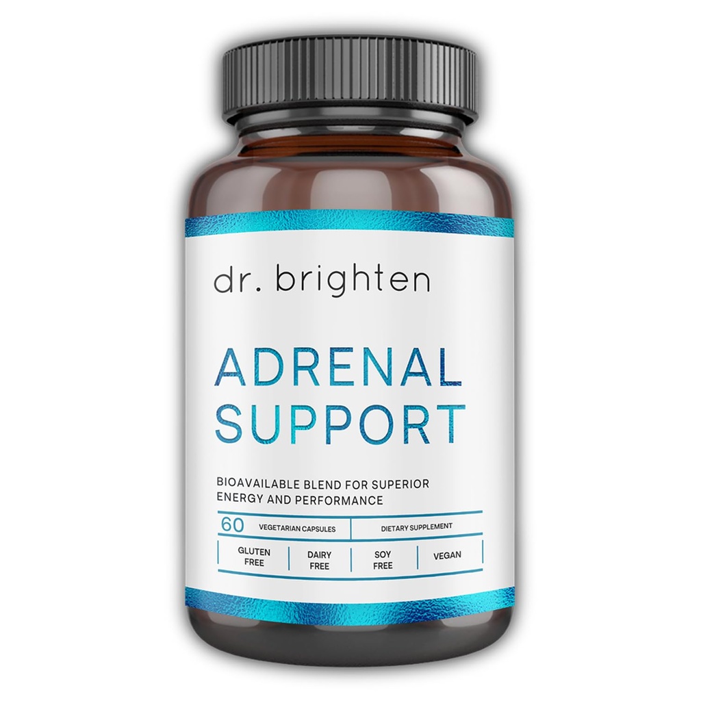 Dr. Brighten supporto surrenale - Integratore alimentare con Ashwagandha per sostenere livelli di energia sana e risposta di stress