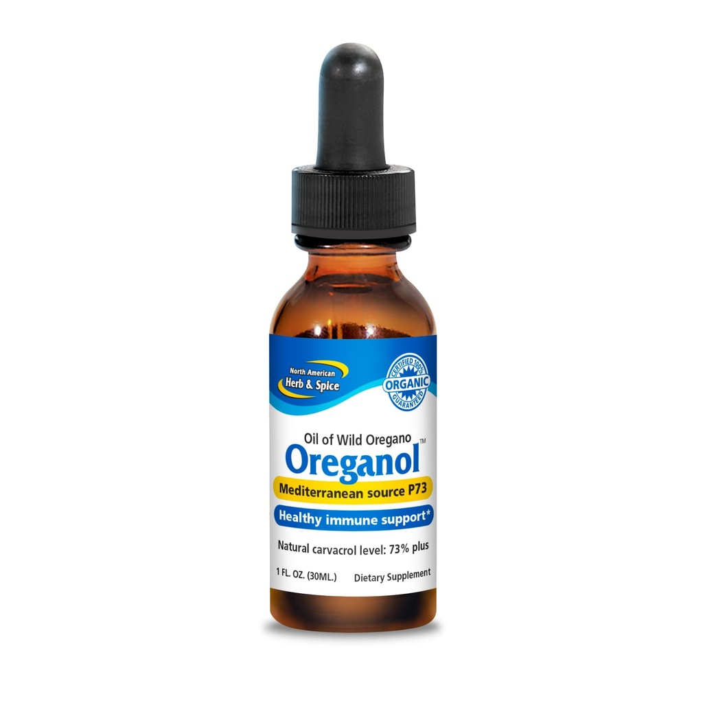 NORTH AMERICAN HERB & SPICE Oreganol - 1 fl oz, Confezione da 3 - Unprocessed, Wild, Organic Oregano Oil - Mediterranean Source P73 - Non-GMO - 1296 Total Servings