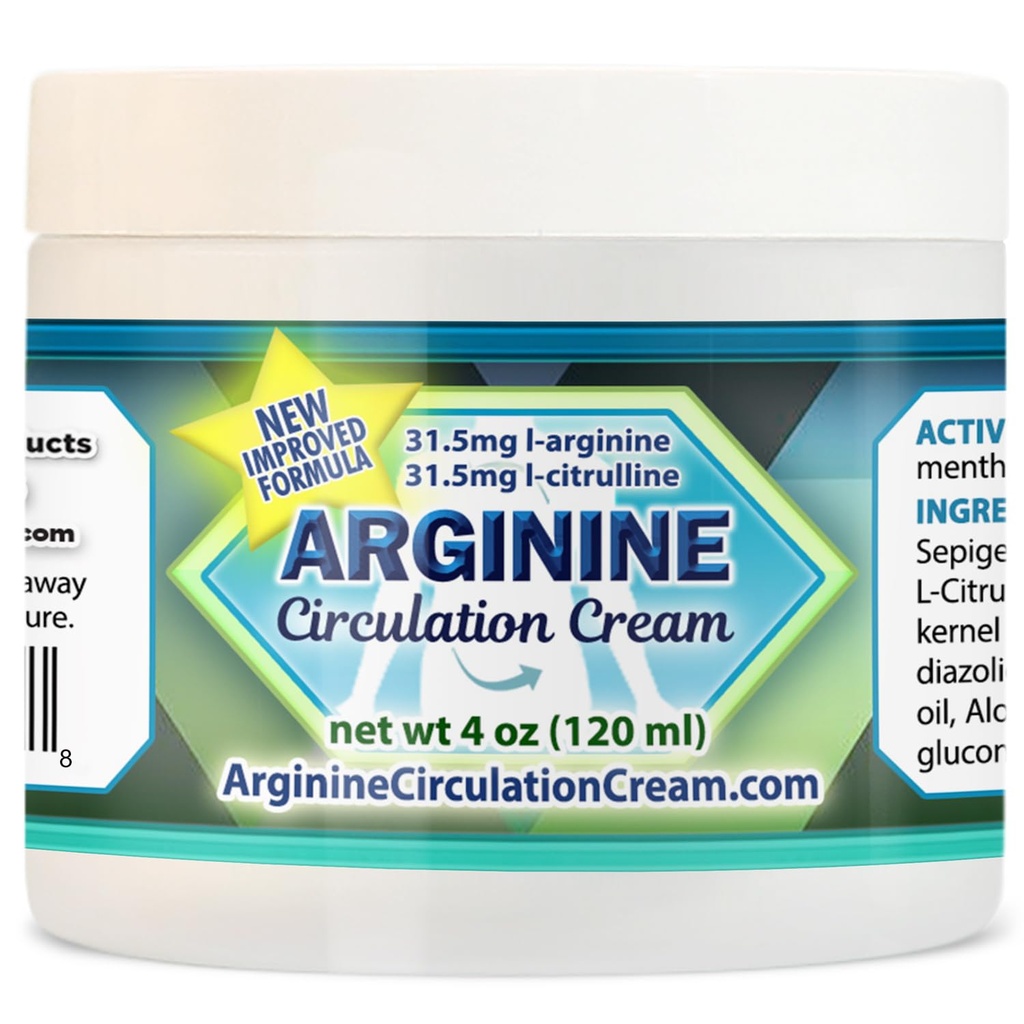 Arginina Circulation Cream 4 oz - Menthol, L Arginine & L Citrulline Lozione - Supporta la gamba sana e il flusso sanguigno del corpo - Whole Family Products